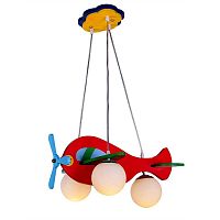 Люстра потолочная трехрожковая Детская Мелодия Света Е27 Красный самолет картинка 